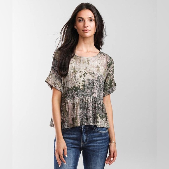 DAYTRIP BOHO PRINT PEPLUM TOP - Picture 1 of 6